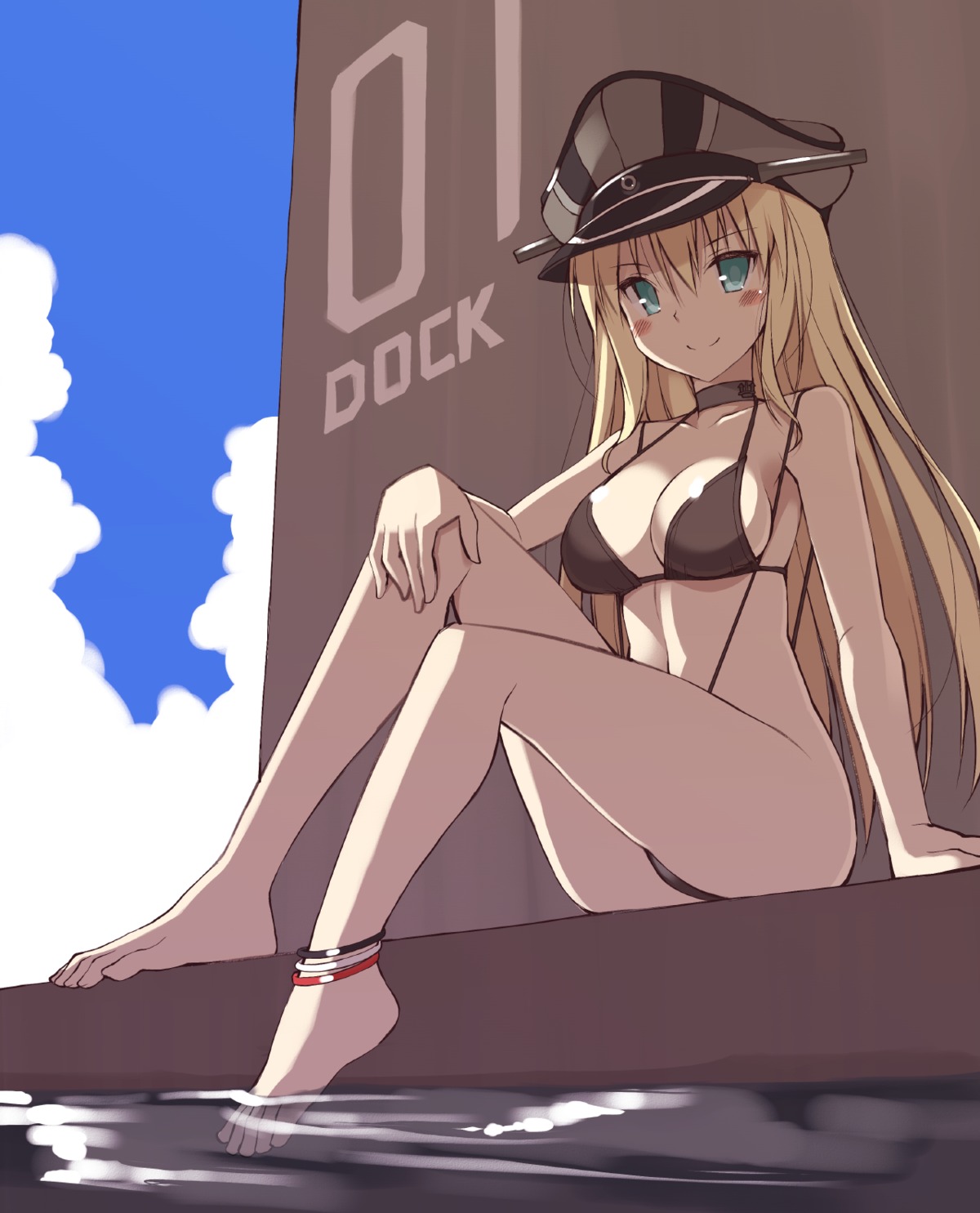 bikini bismarck_(kancolle) cleavage feet kantai_collection oota_yuuichi swimsuits wet