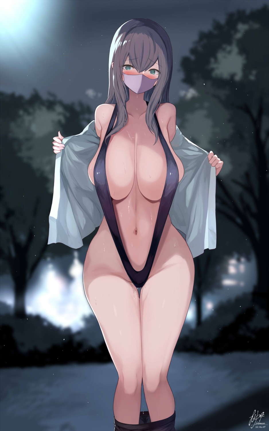 open_shirt sling_bikini swimsuits yuzuki_himuca