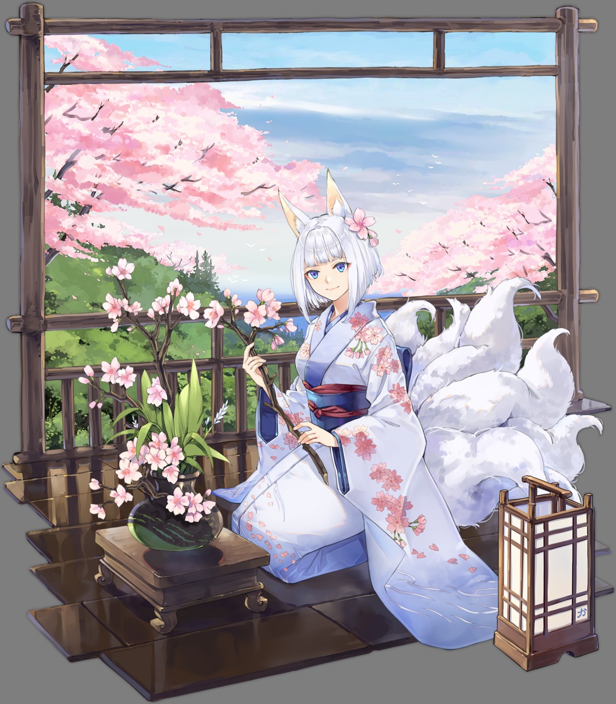 animal_ears azur_lane hao_(patinnko) kaga_(azur_lane) kimono kitsune tail transparent_png