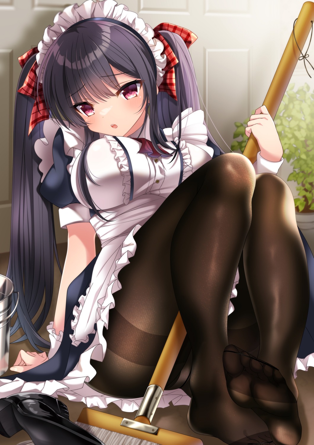 akatsuki_(aktk511) feet maid pantsu pantyhose skirt_lift