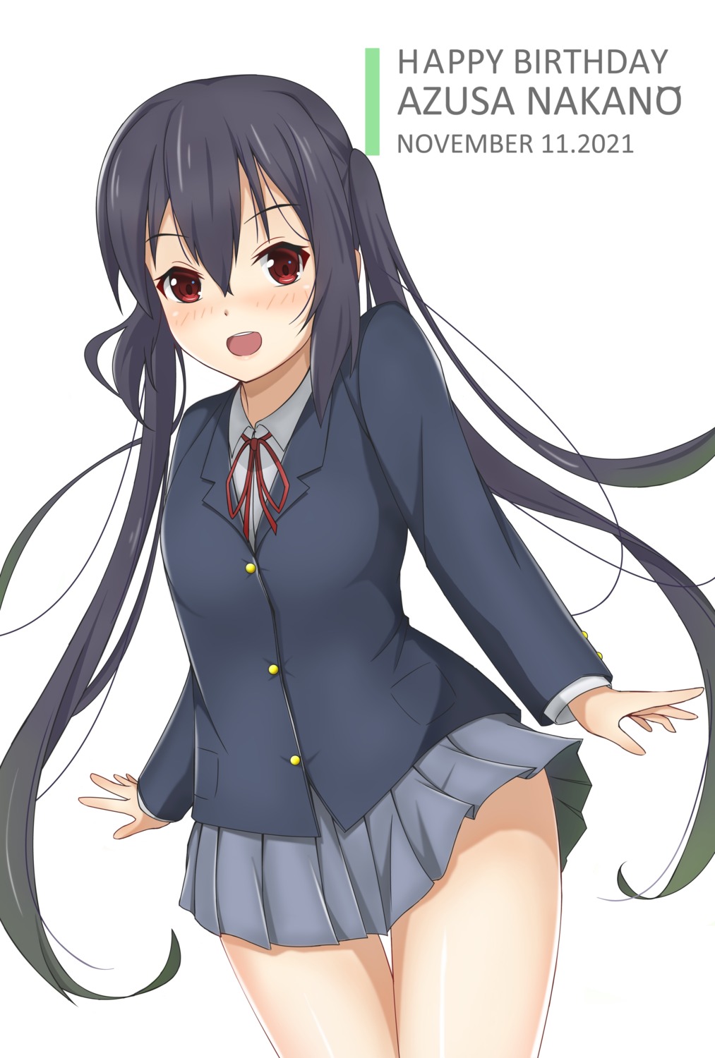 k-on! nakano_azusa seifuku skirt_lift