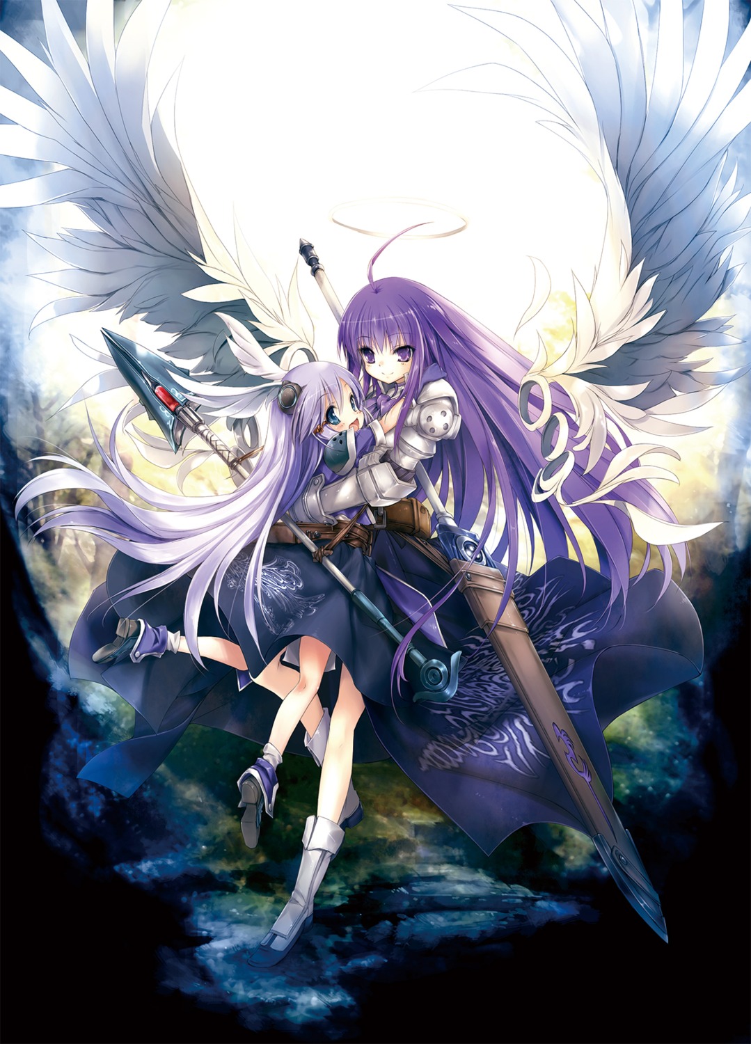 armor aselia_bluespirit dress eien_no_aselia heels hitomaru sword weapon wings