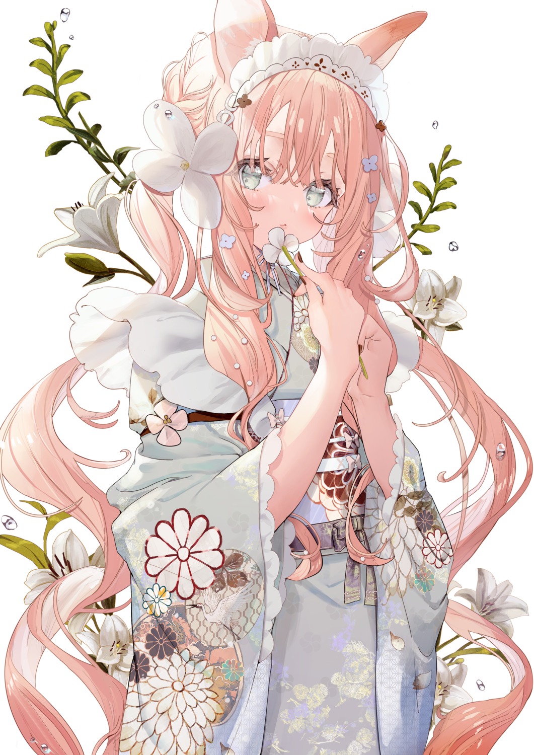 00nanona animal_ears bunny_ears kimono