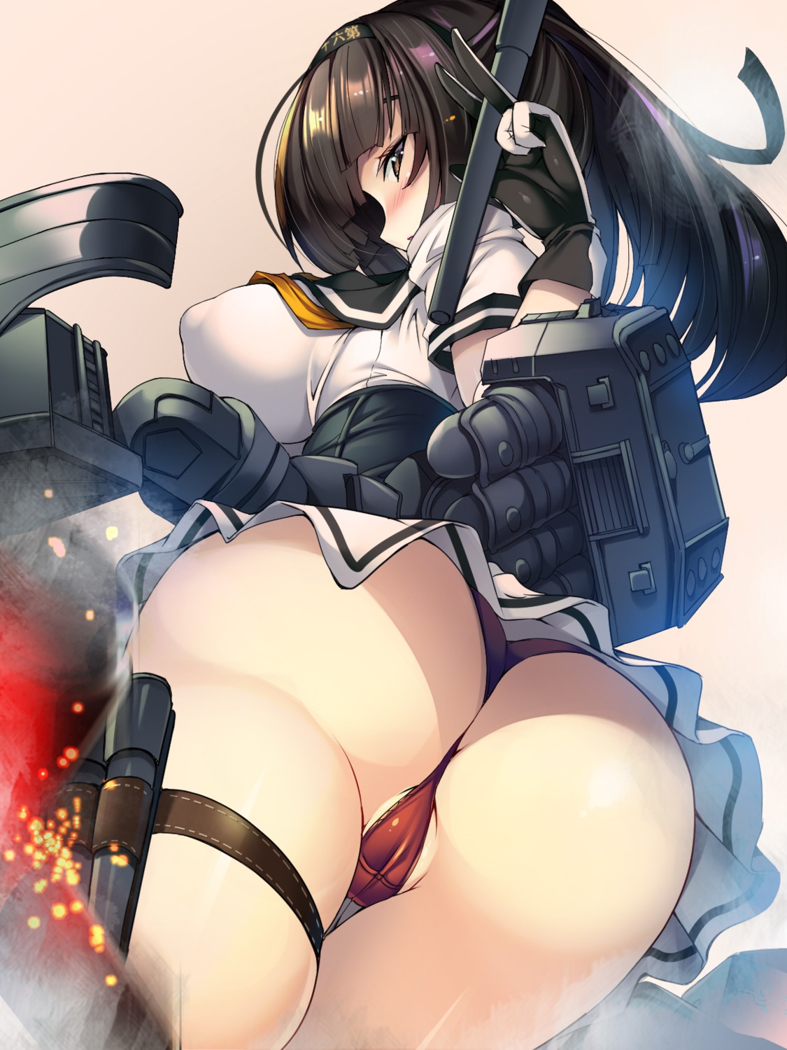 akizuki_(kancolle) ass cameltoe erect_nipples garter kantai_collection pantsu seifuku thong torisan