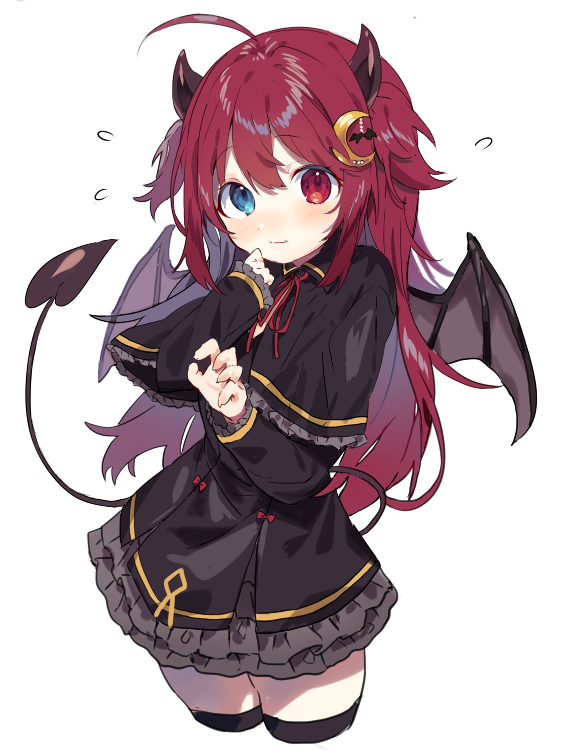 heterochromia horns inu_(puputizy) nijisanji tail thighhighs wings yuzuki_roa