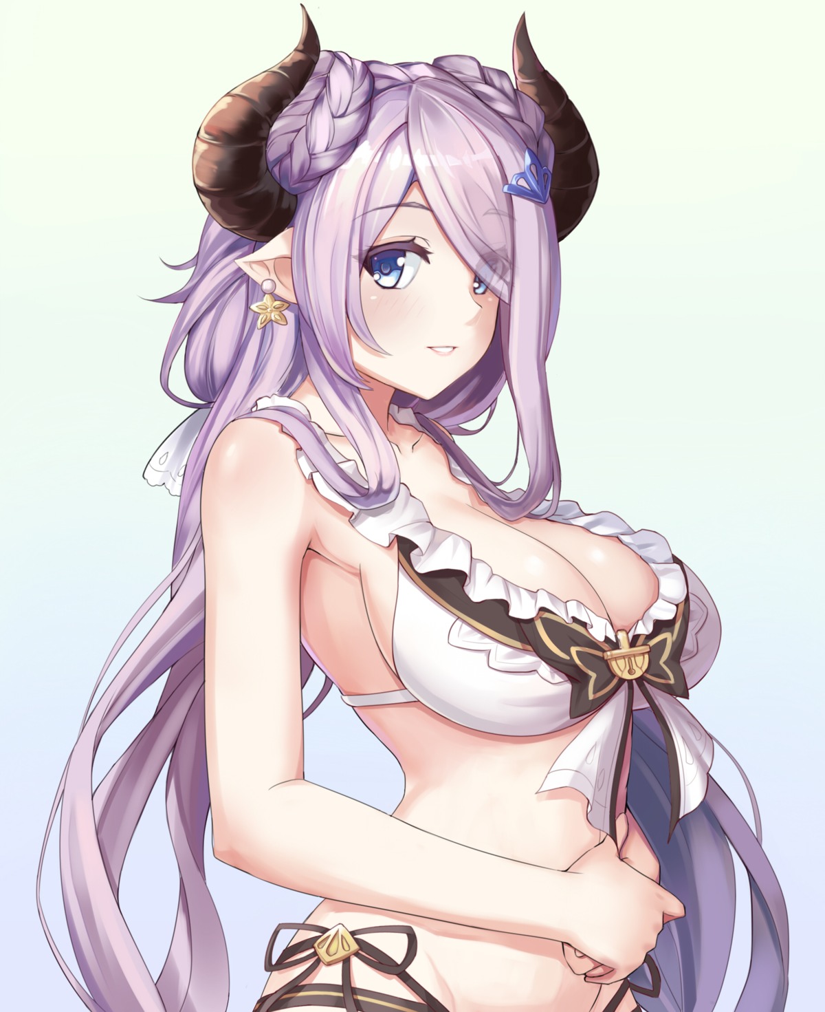 bikini cleavage granblue_fantasy horns muji_(majunduo) narumeia_(granblue_fantasy) pointy_ears swimsuits