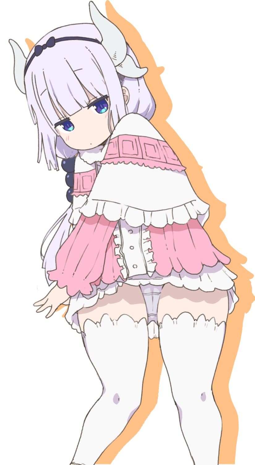 cameltoe dress horns kanna_kamui kobayashi-san_chi_no_maid_dragon loli maid pantsu s10021 skirt_lift thighhighs