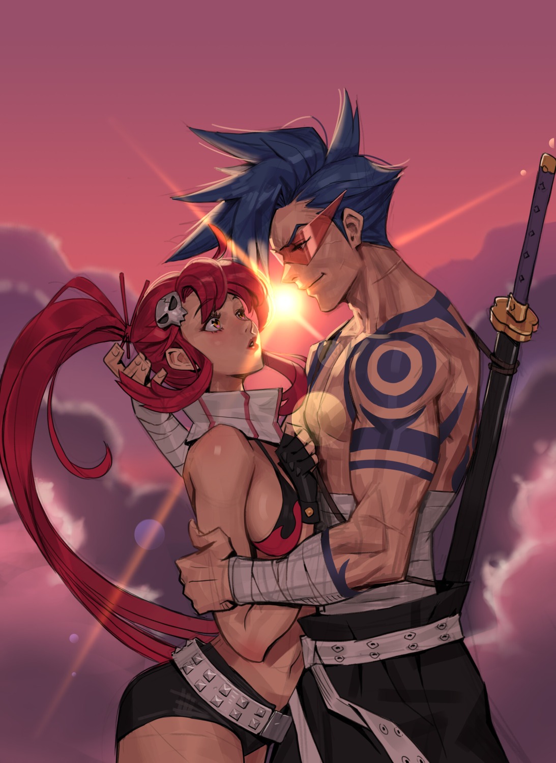 bikini_top cleavage kamina swimsuits sword tagme tattoo tengen_toppa_gurren_lagann yoko