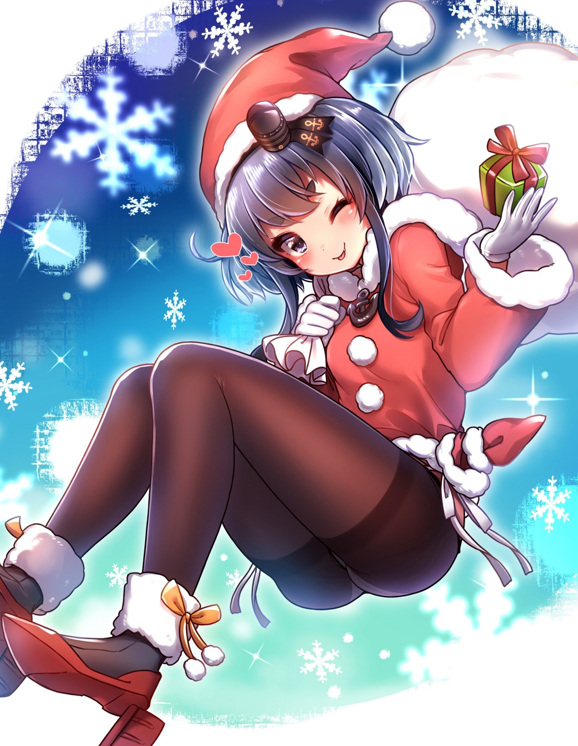 christmas kantai_collection pantsu pantyhose tokitsukaze_(kancolle) yufukiri