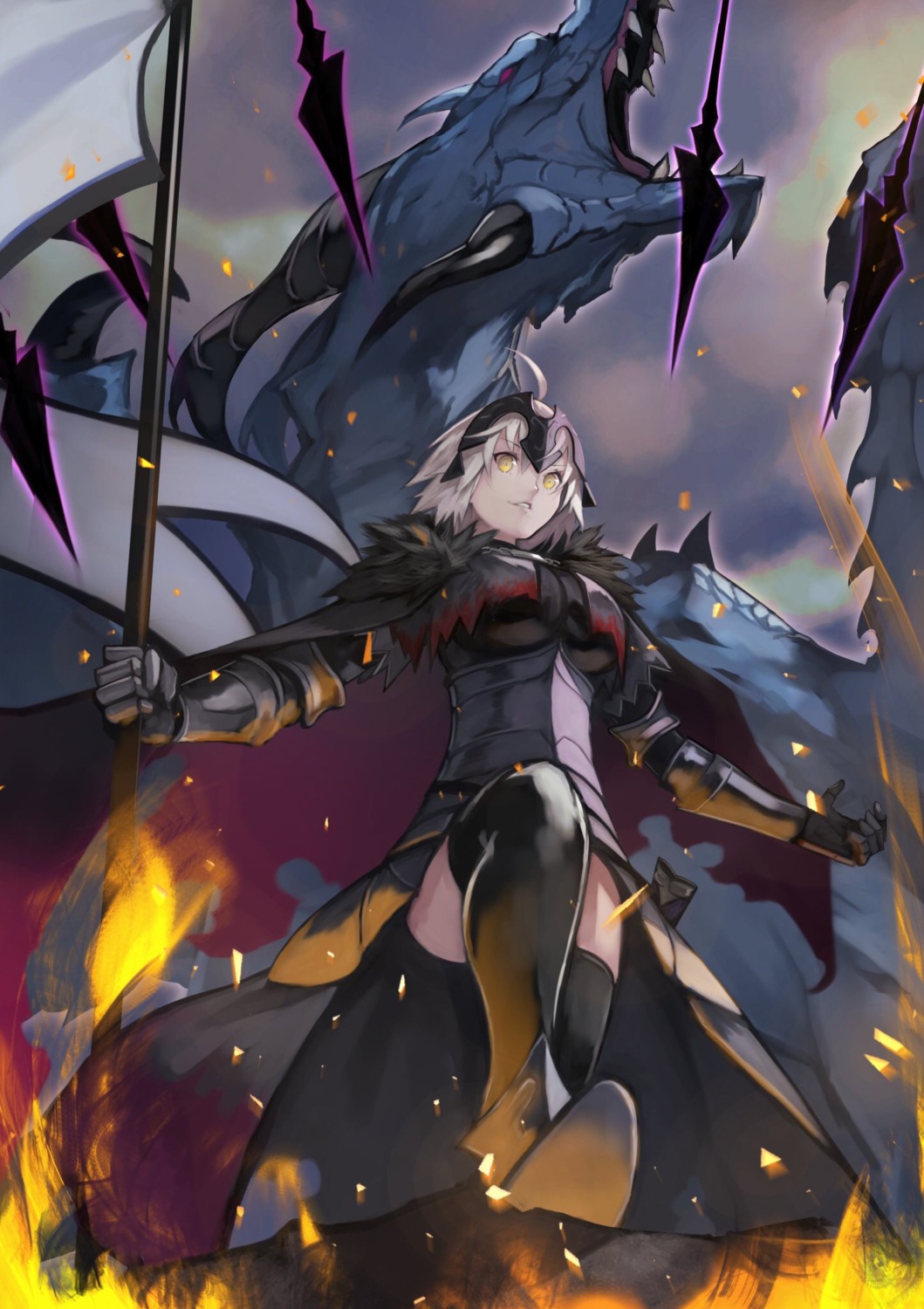 armor fate/grand_order jeanne_d'arc jeanne_d'arc_(alter)_(fate) monster thighhighs yoshio_(55level)