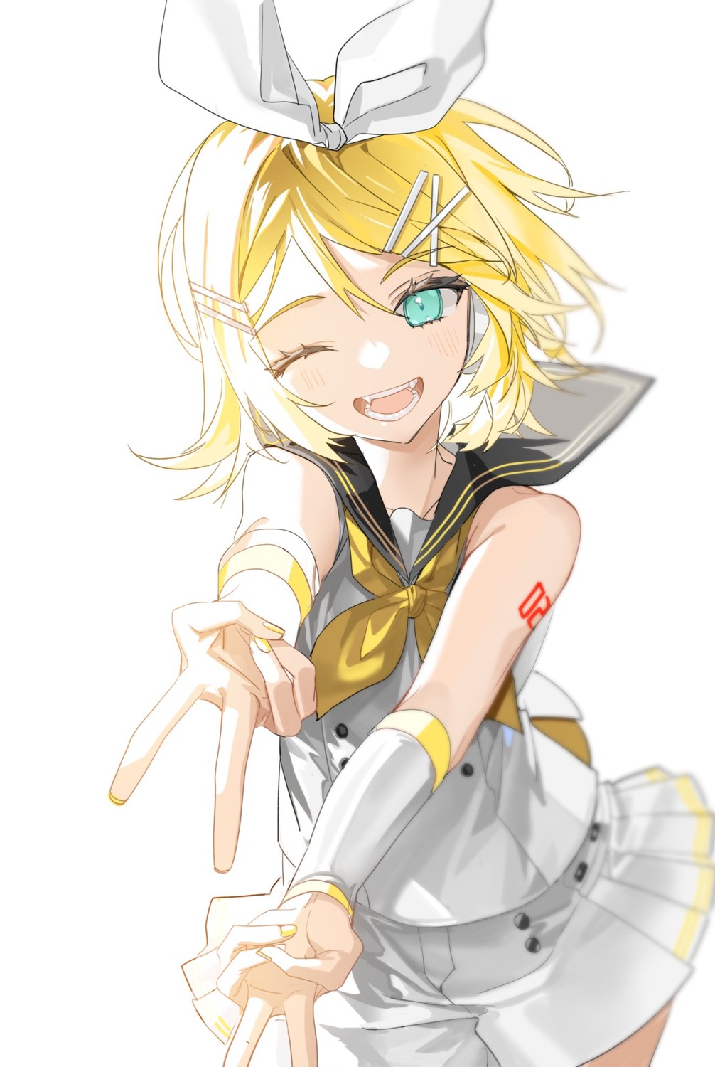 kagamine_rin mona0101 seifuku tattoo vocaloid