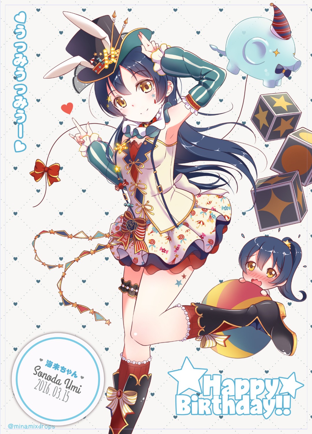 animal_ears bunny_ears garter love_live! love_live!_(series) minamixdrops sonoda_umi