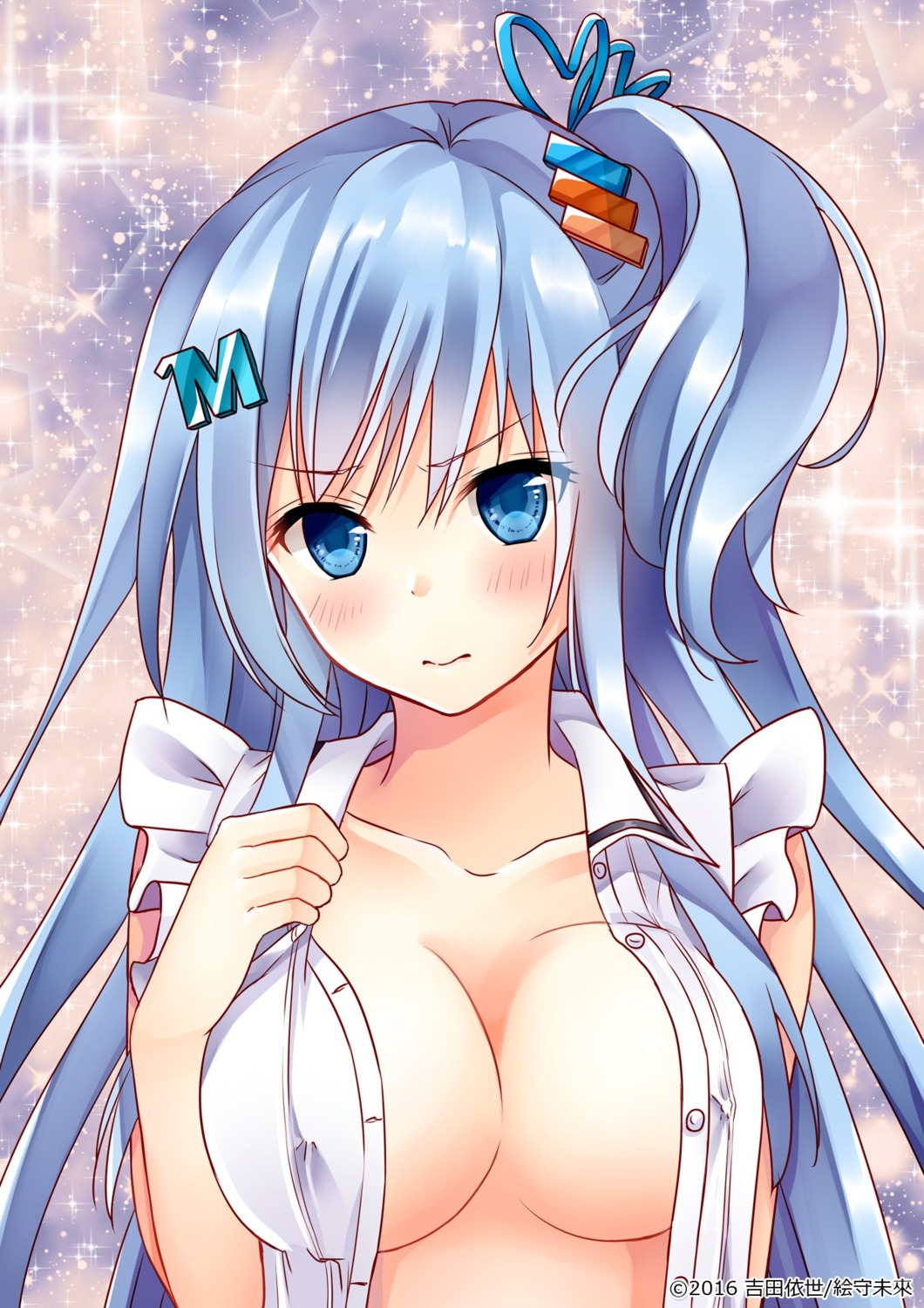 cleavage emori_miku emori_miku_project erect_nipples no_bra open_shirt undressing yoshida_iyo