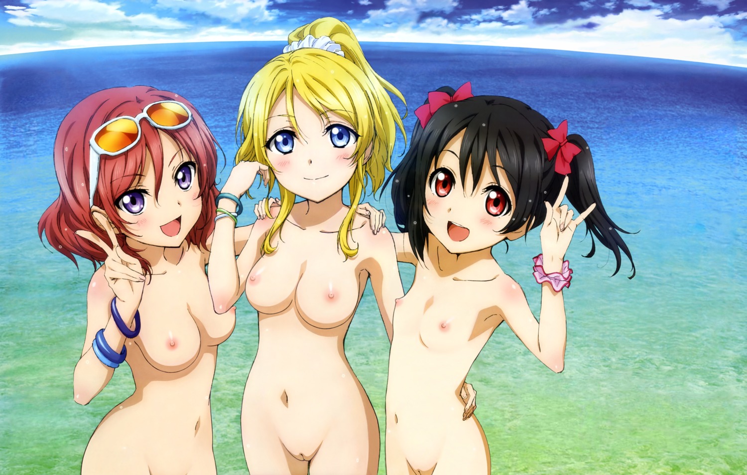 ayase_eli detexted loli love_live! naked nipples nishikino_maki photoshop pussy saita_hiroyuki uncensored yazawa_nico