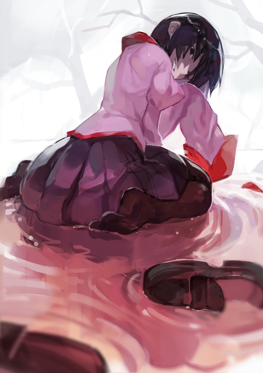 feet monogatari_(series) oshino_ougi pantyhose seifuku uedrk_yamato wet