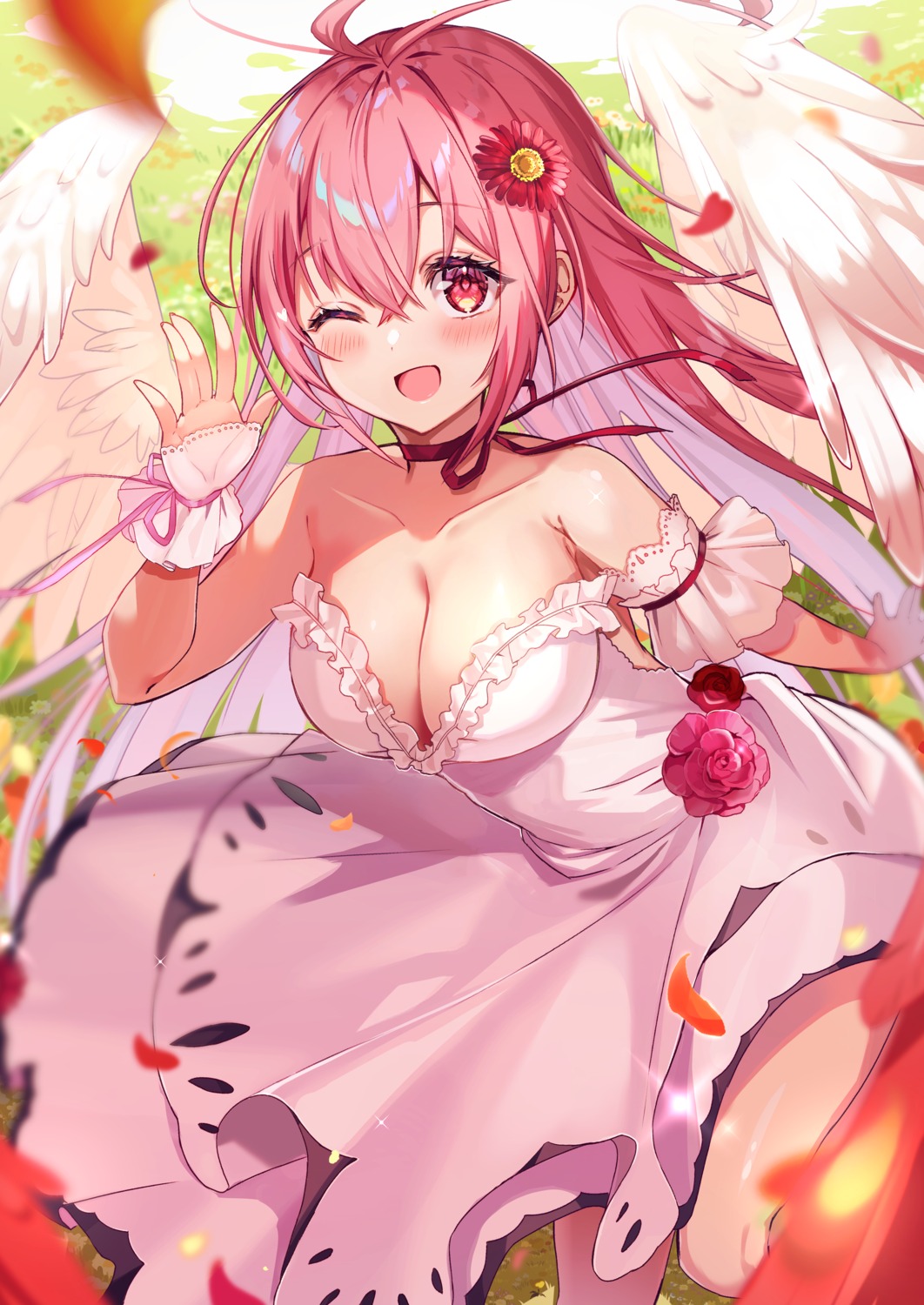 angel cleavage dress felnemo no_bra wings