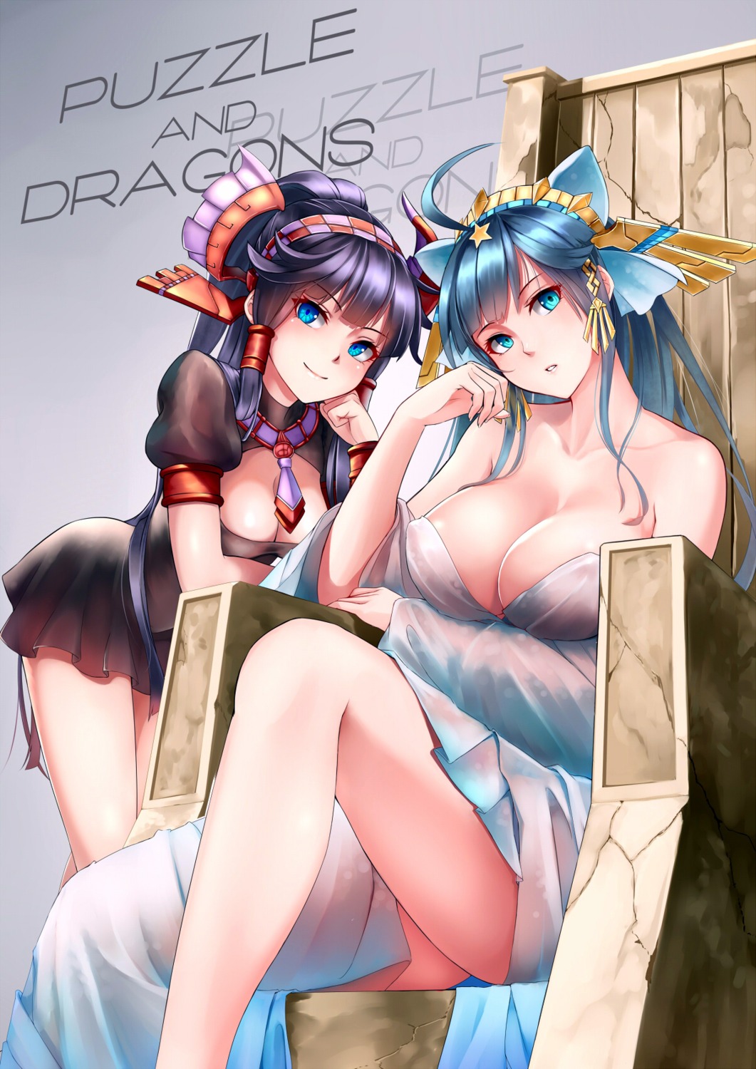 cleavage dress erect_nipples no_bra open_shirt puzzle_&_dragons see_through shijiu_(adamhutt)