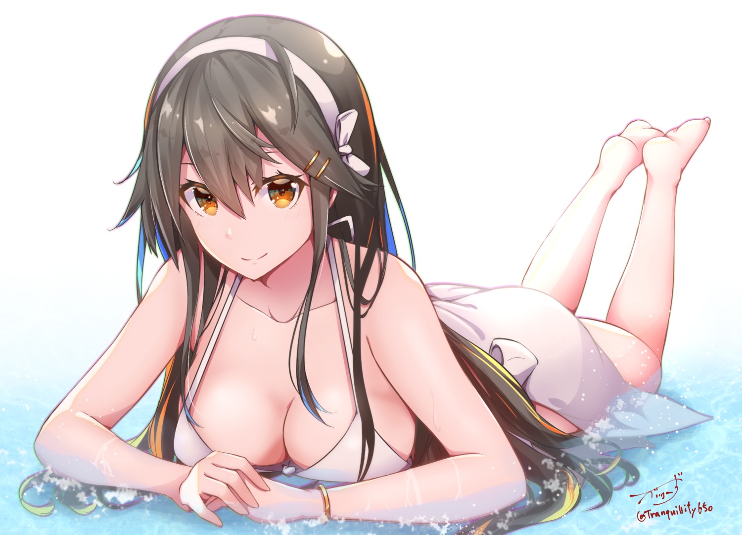 baileys_(tranquillity650) haruna_(kancolle) kantai_collection swimsuits wet