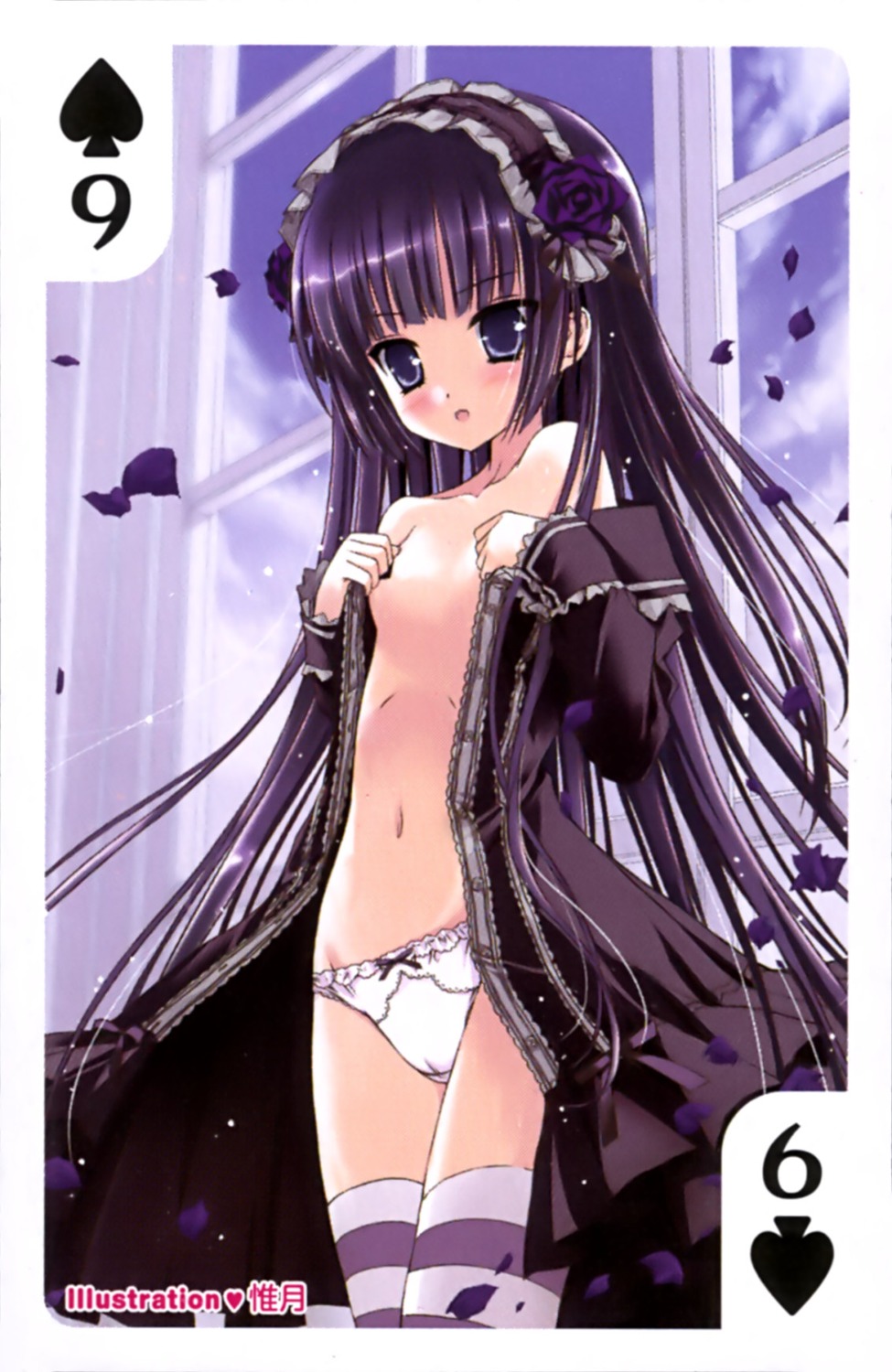 bell cameltoe card dress gothic_lolita lolita_fashion no_bra open_shirt pantsu thighhighs