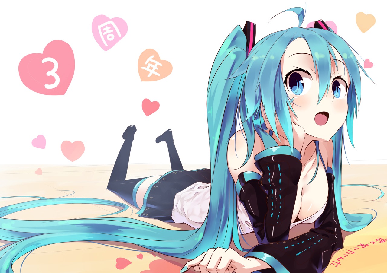 cleavage hatsune_miku kasuga_ayumu_(artist) thighhighs vocaloid