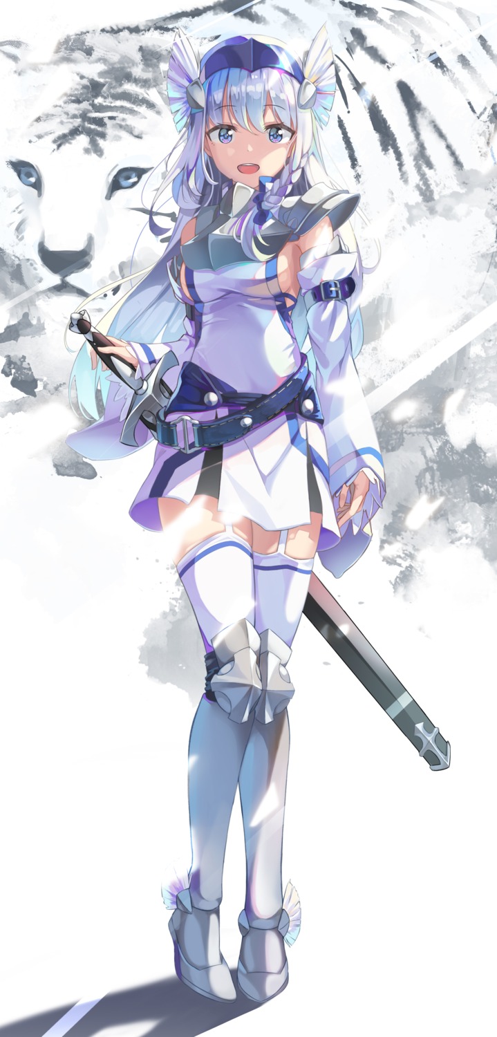 armor dress heels kimyo stockings sword thighhighs