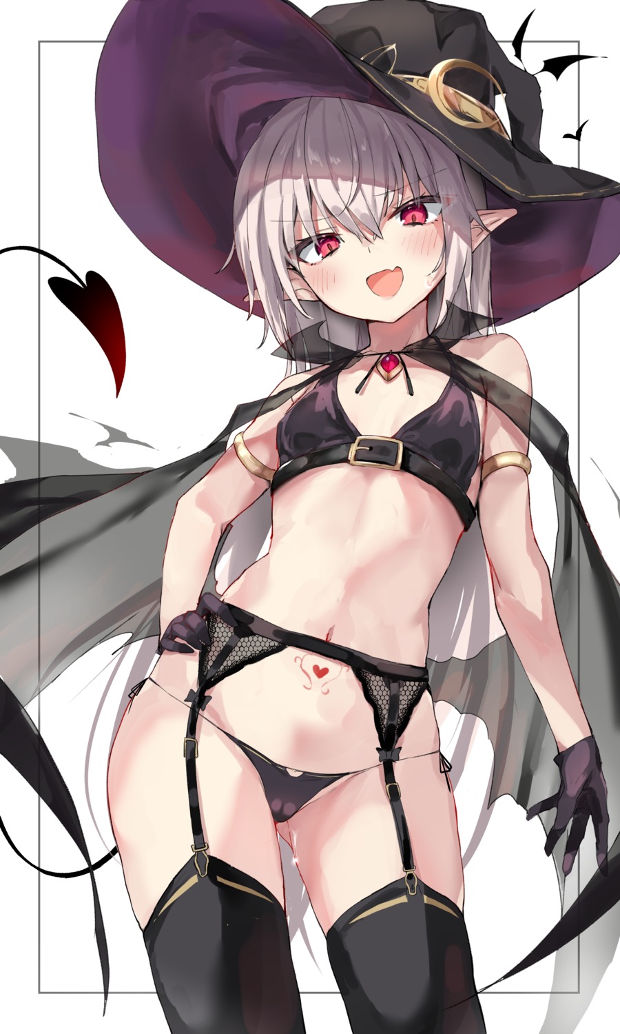 bra cameltoe garter_belt loli pantsu pointy_ears stockings string_panties tail tattoo thighhighs toshizou_(0714) wings witch