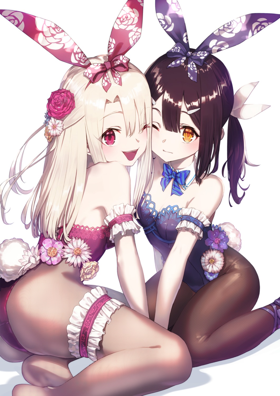 animal_ears ass bunny_ears bunny_girl fate/kaleid_liner_prisma_illya fate/stay_night garter illyasviel_von_einzbern loli miyu_edelfelt nakanishi_tatsuya no_bra pantyhose tail