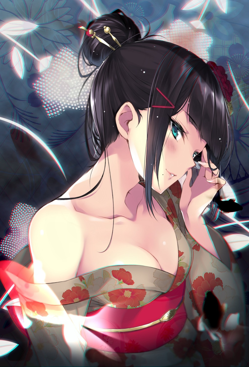 cleavage hario kurosawa_dia love_live!_sunshine!! open_shirt yukata