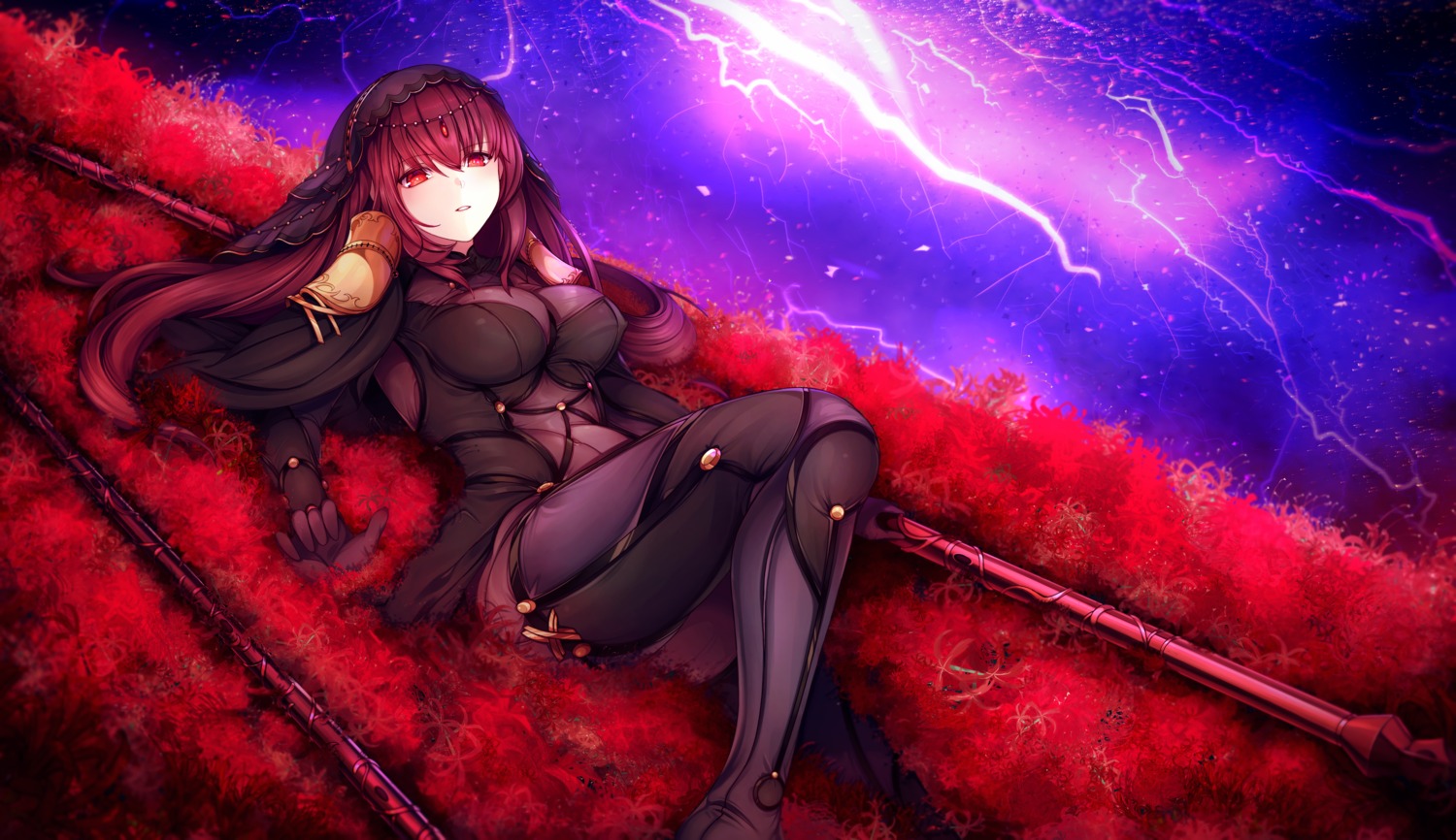 bodysuit fate/grand_order rlf_00 scathach_(fate/grand_order) weapon