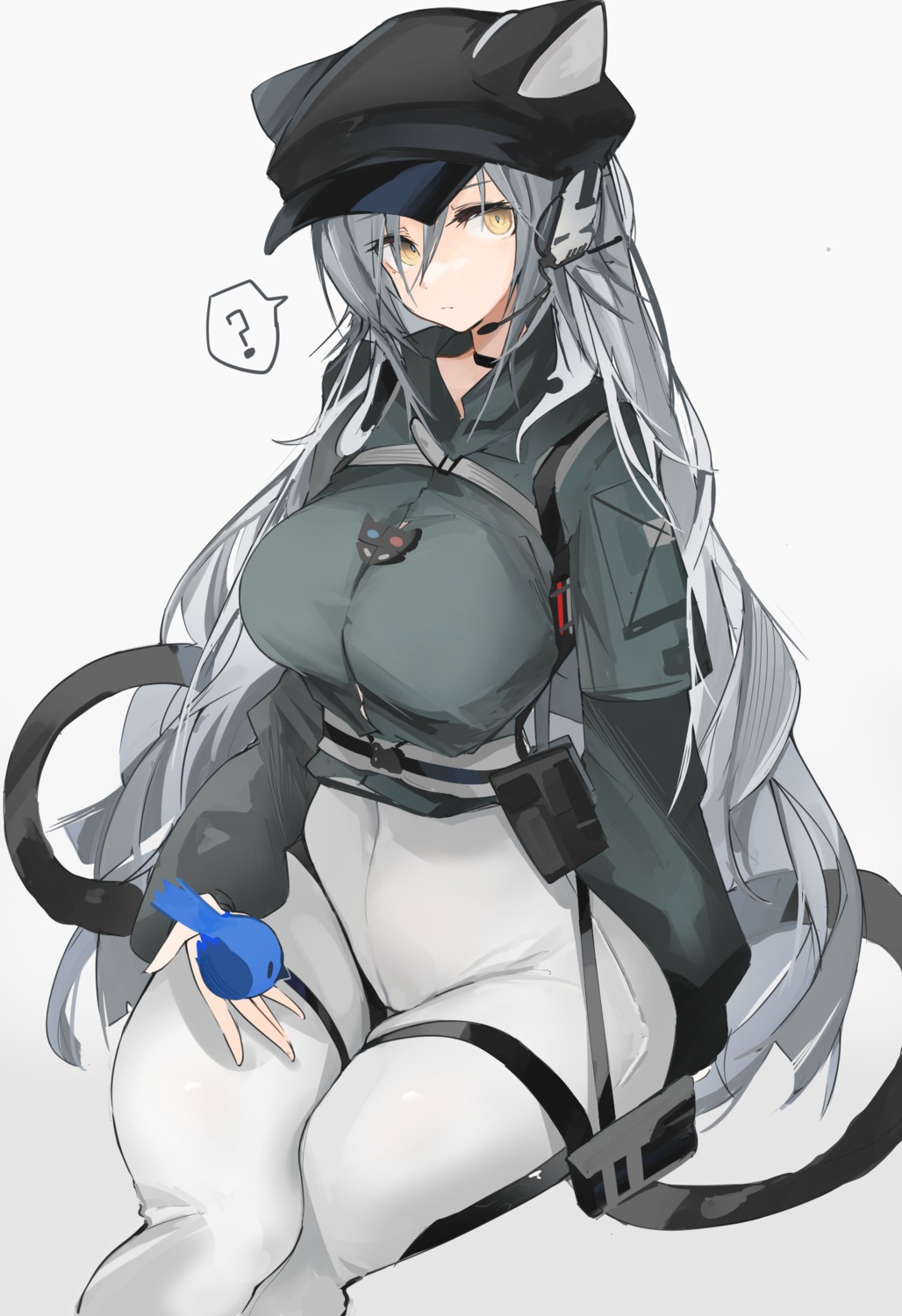 arknights garter headphones mikojin schwarz_(arknights) tail