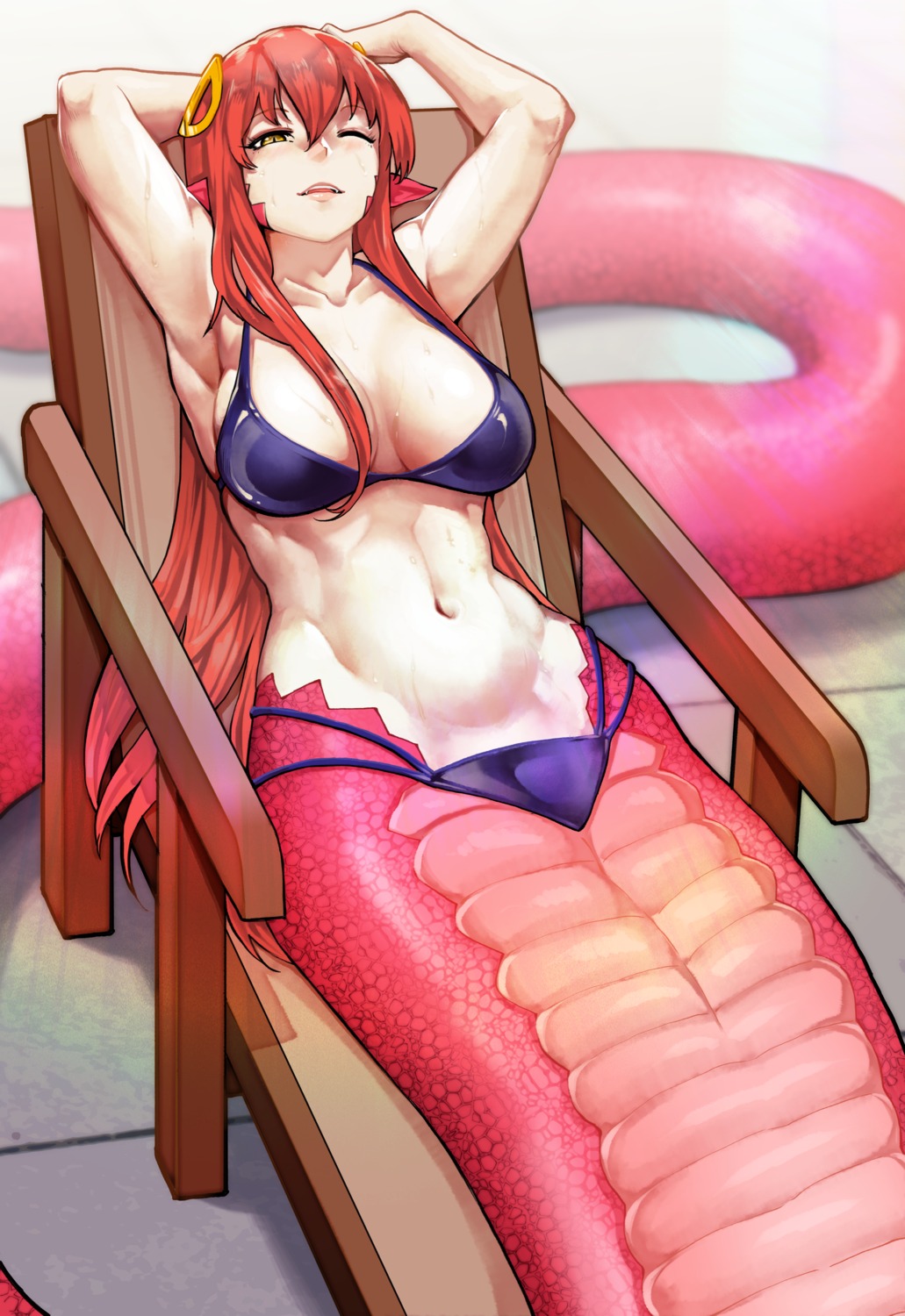 bikini miia_(monster_musume) monster_girl monster_musume_no_iru_nichijou pointy_ears scribblesquad swimsuits tail