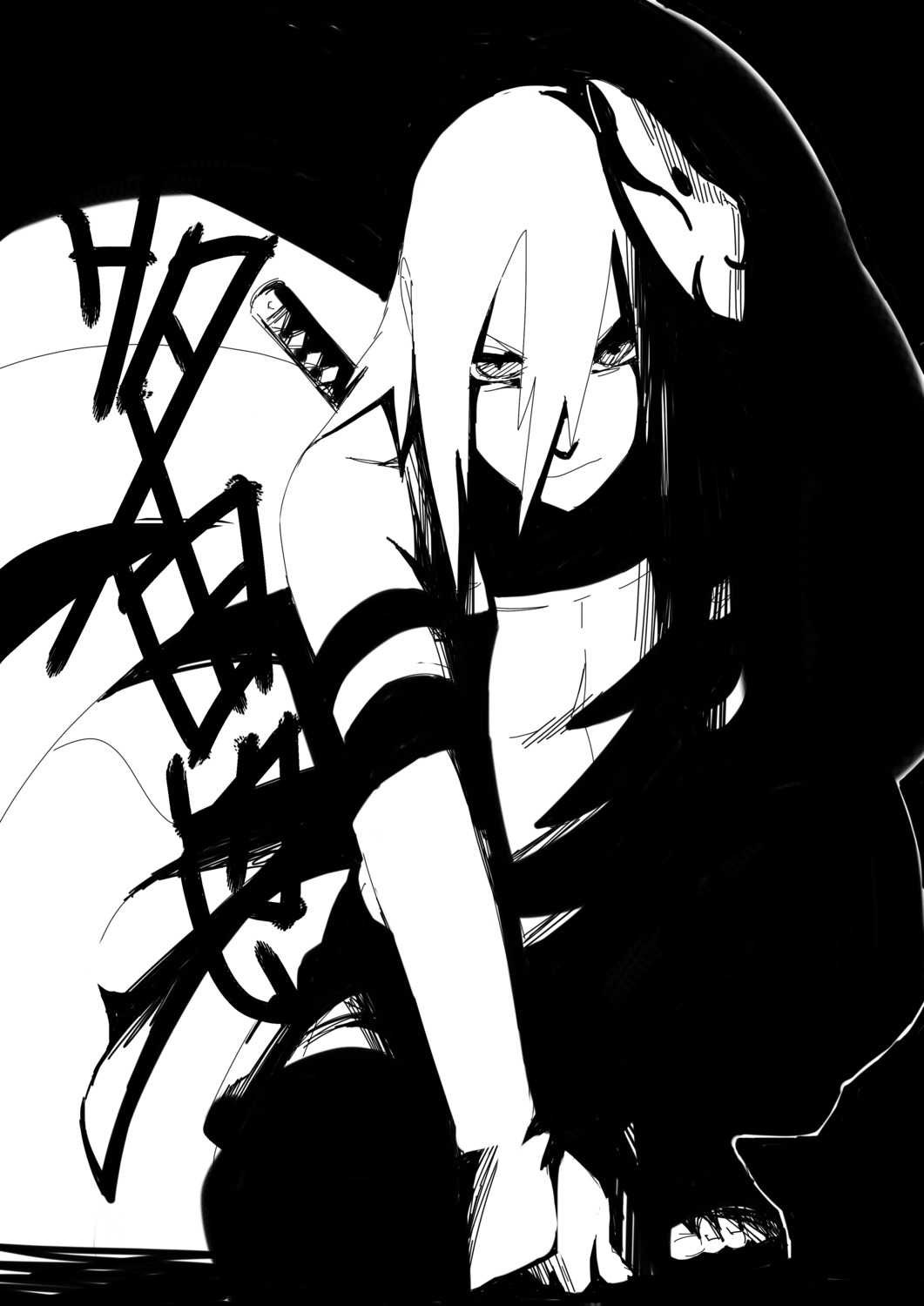 kazari_tayu monochrome naruto sword tayuya