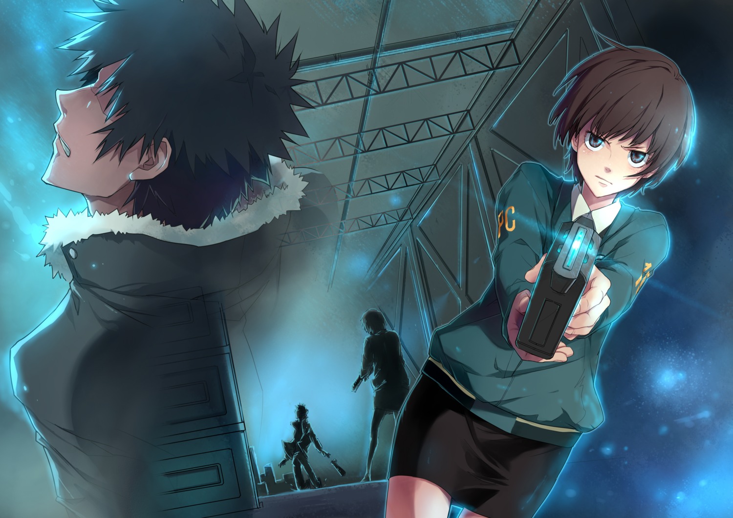 gun kougami_shinya linjie psycho-pass tsunemori_akane