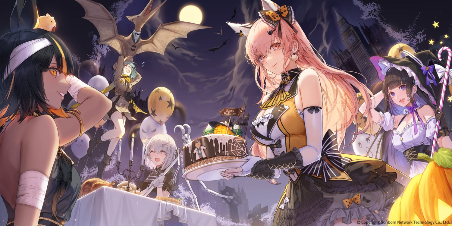 animal_ears bandages dress halloween kim_eb megane monster no_bra weapon witch