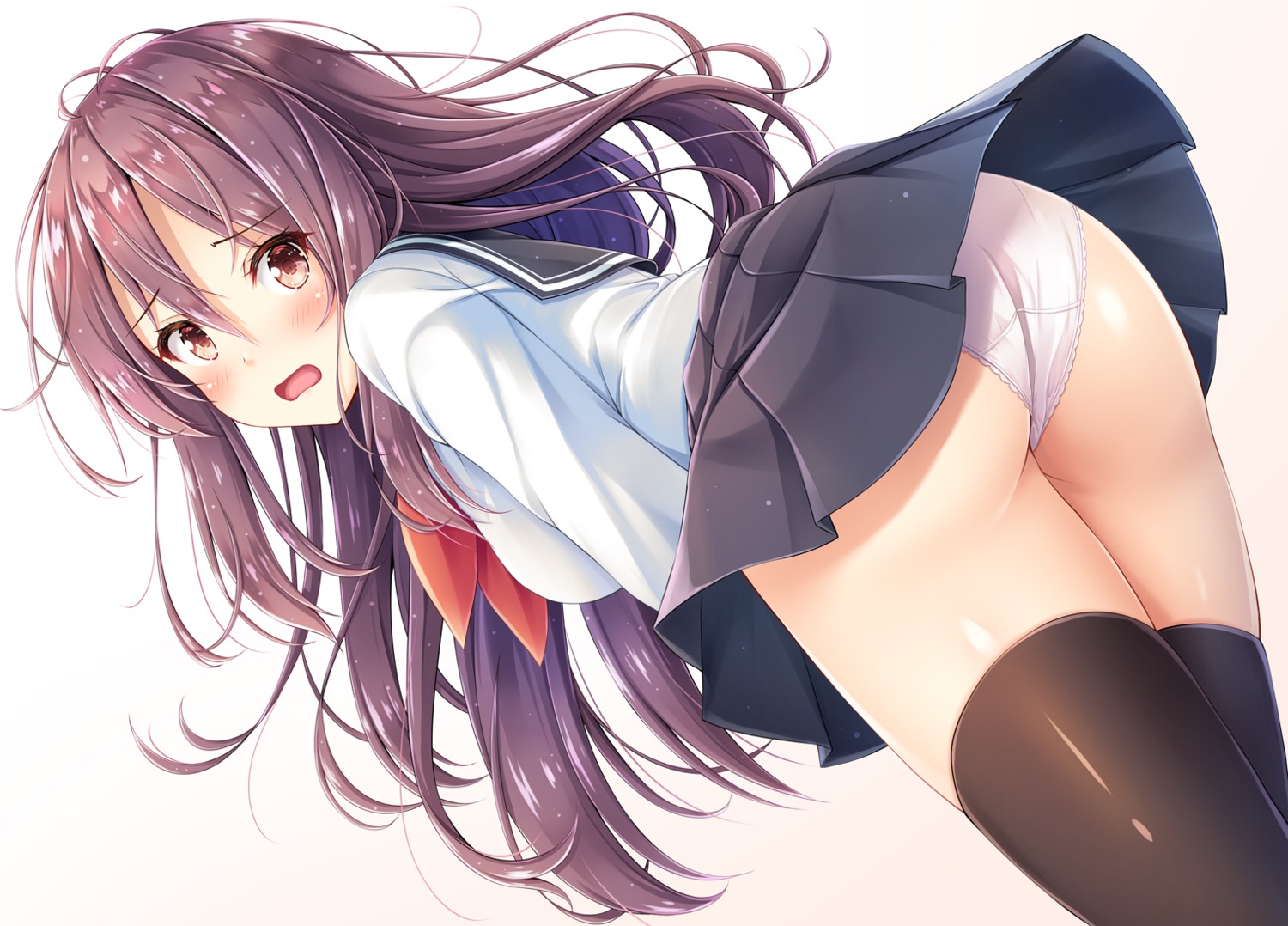 akashio ass pantsu seifuku skirt_lift thighhighs