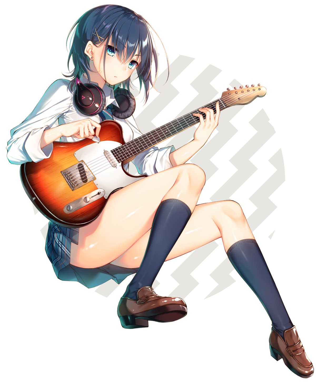 guitar headphones seifuku toosaka_asagi