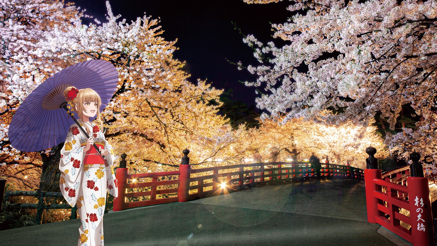 kimono landscape otonari_no_tenshi-sama_ni_itsu_no_ma_ni_ka_dame_ningen_ni_sareteita_ken photo shiina_mahiru tagme umbrella wallpaper