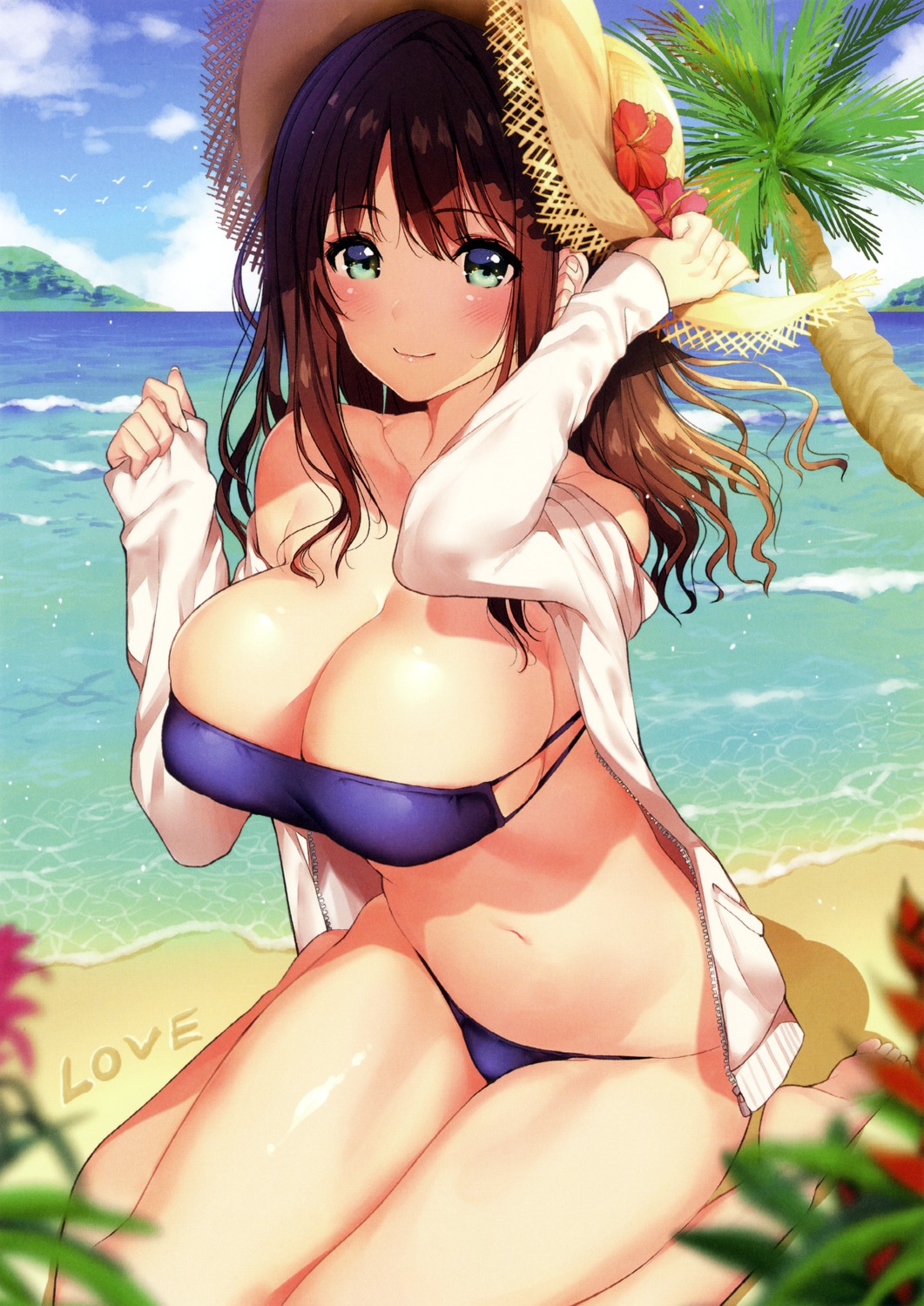 bikini cleavage matarou open_shirt screening swimsuits