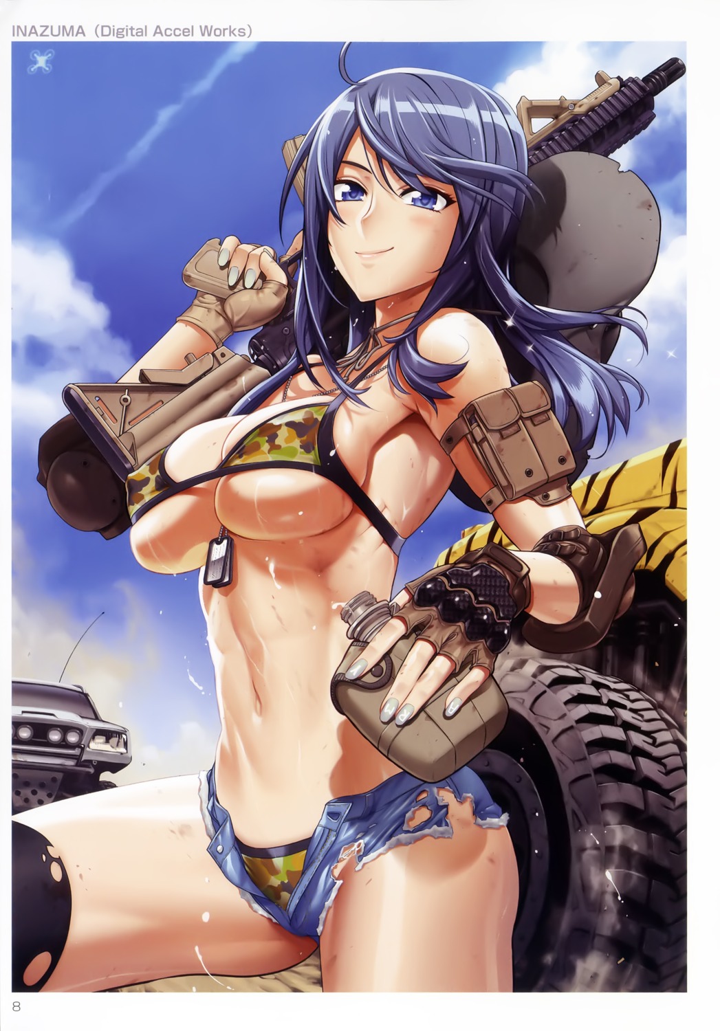 bikini erect_nipples gun inazuma swimsuits thighhighs toranoana torn_clothes wet