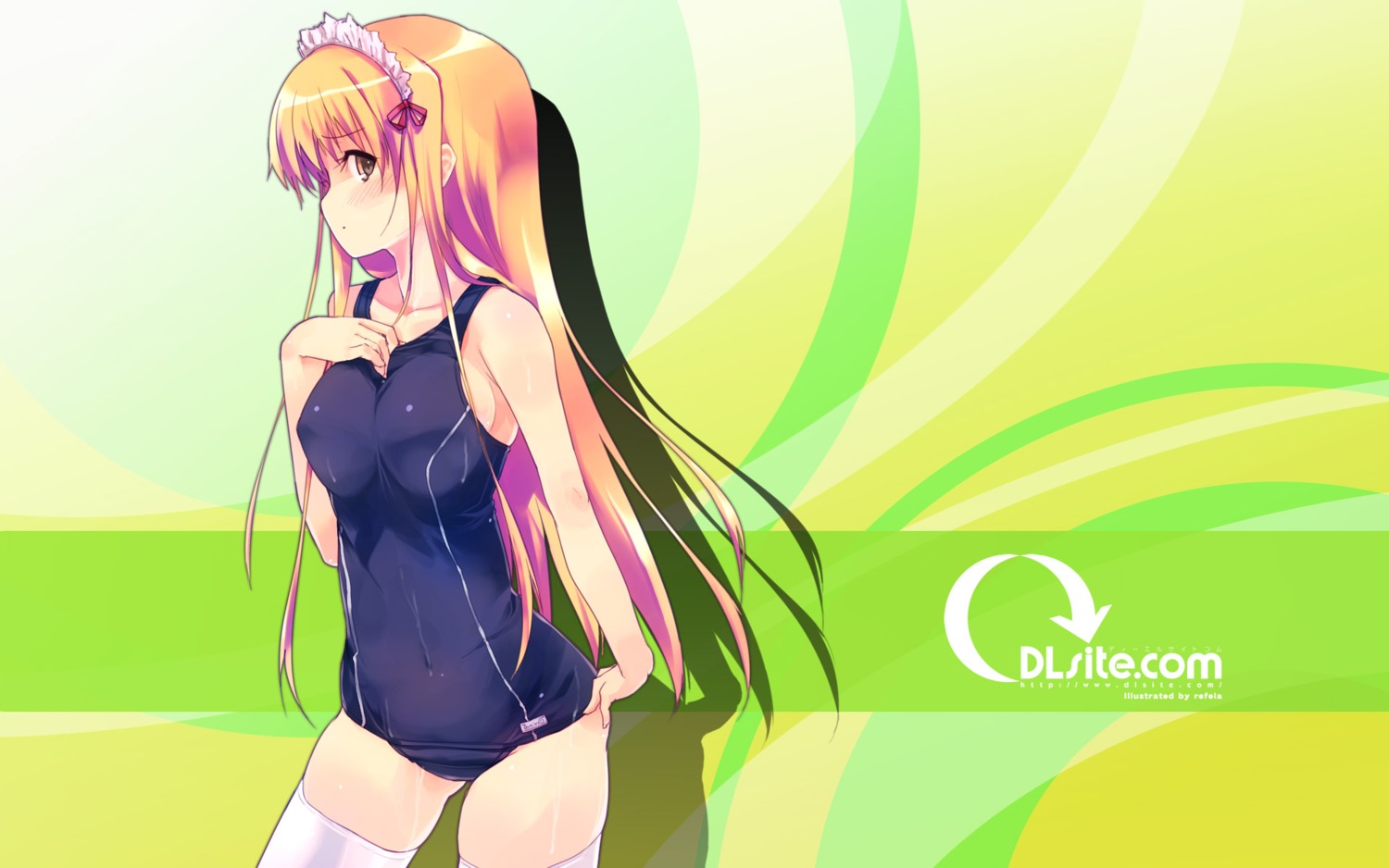 refeia school_swimsuit silhouette swimsuits thighhighs wallpaper wet