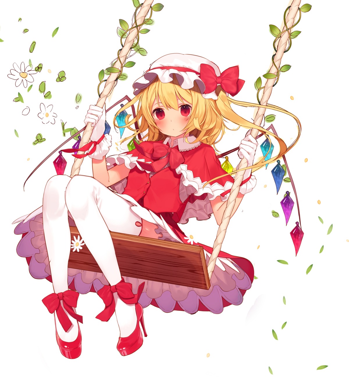 flandre_scarlet heels mo_(428clv) thighhighs touhou wings