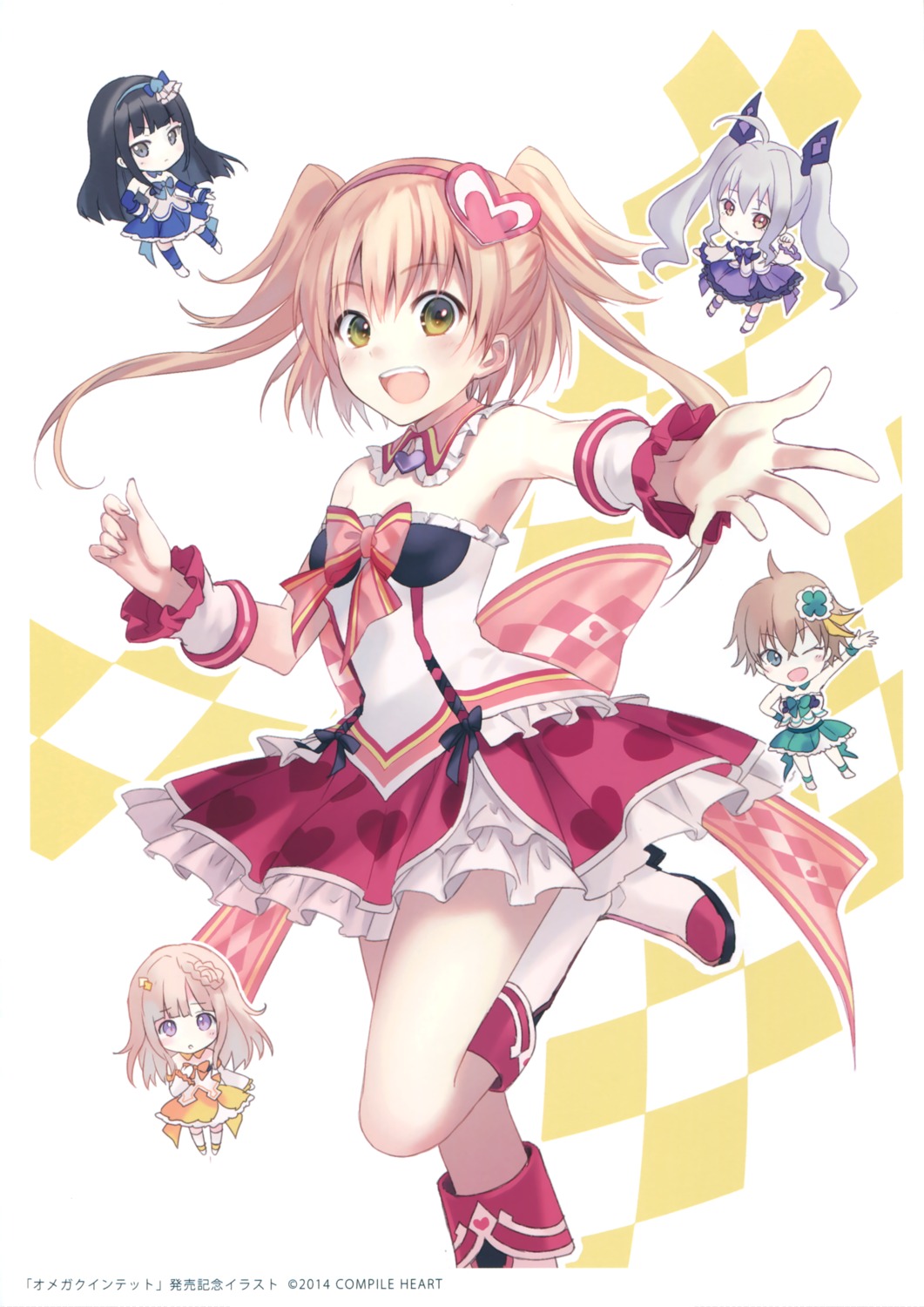 aria_(omega_quintet) chibi dress fukahire_sanba heels kanadeko kyouka_(omega_quintet) nene_(omega_quintet) omega_quintet otoha_(omega_quintet) ruinon thighhighs