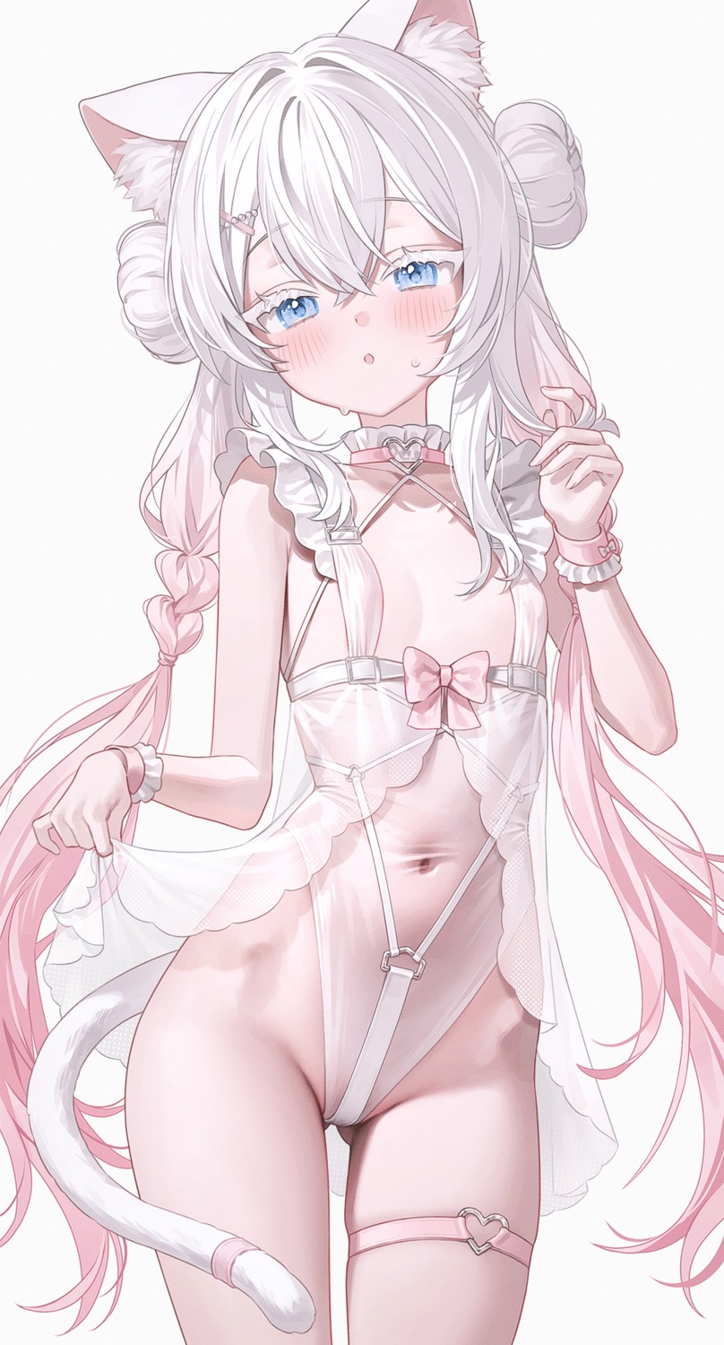 abeli animal_ears fymrie garter leotard loli nekomimi see_through tail