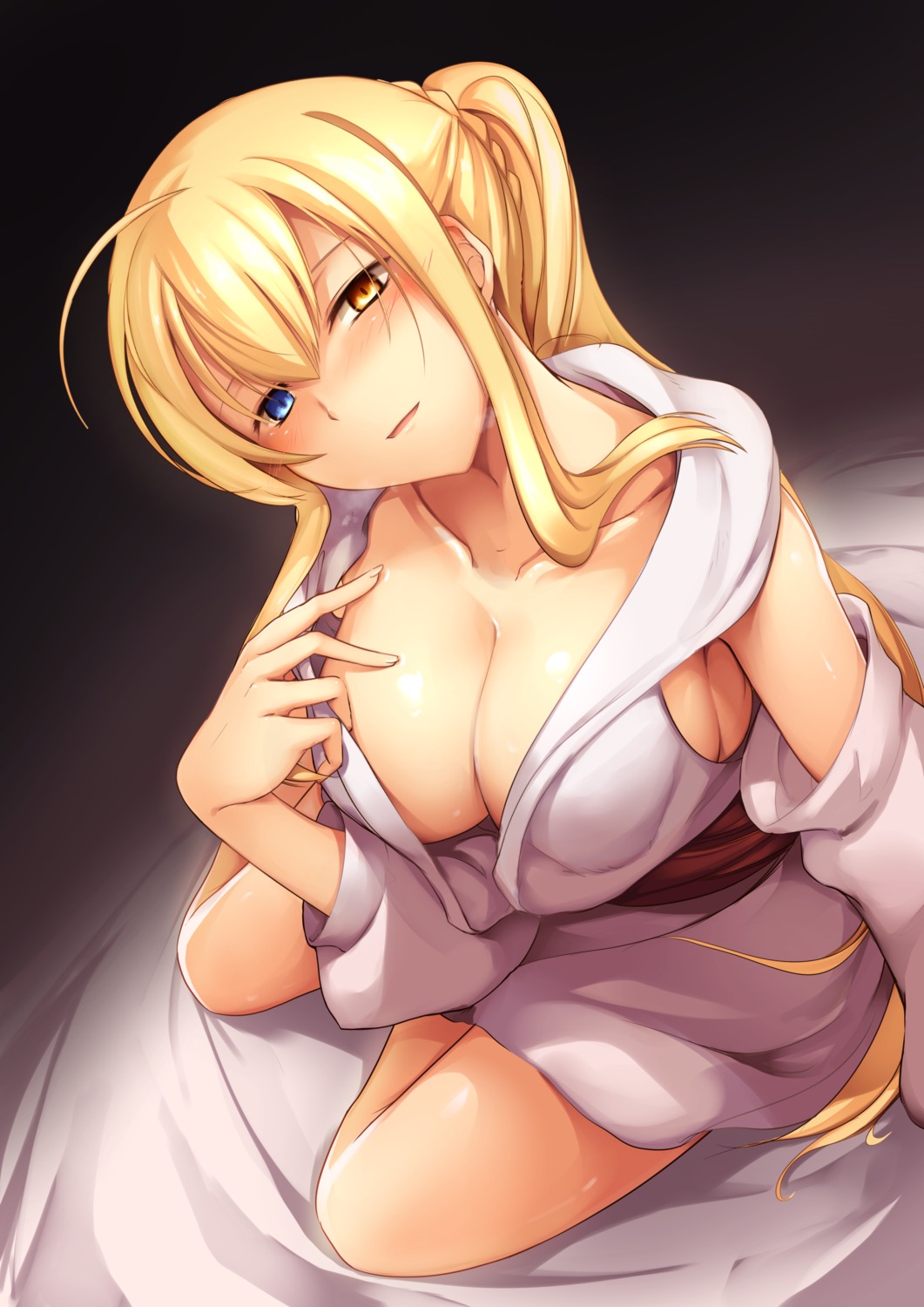 eiyuu_chronicle haribote_(tarao) heterochromia no_bra open_shirt