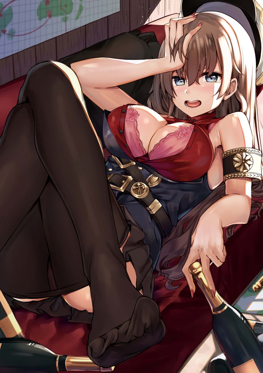 bra cleavage feet open_shirt pantsu pantyhose tagme uniform