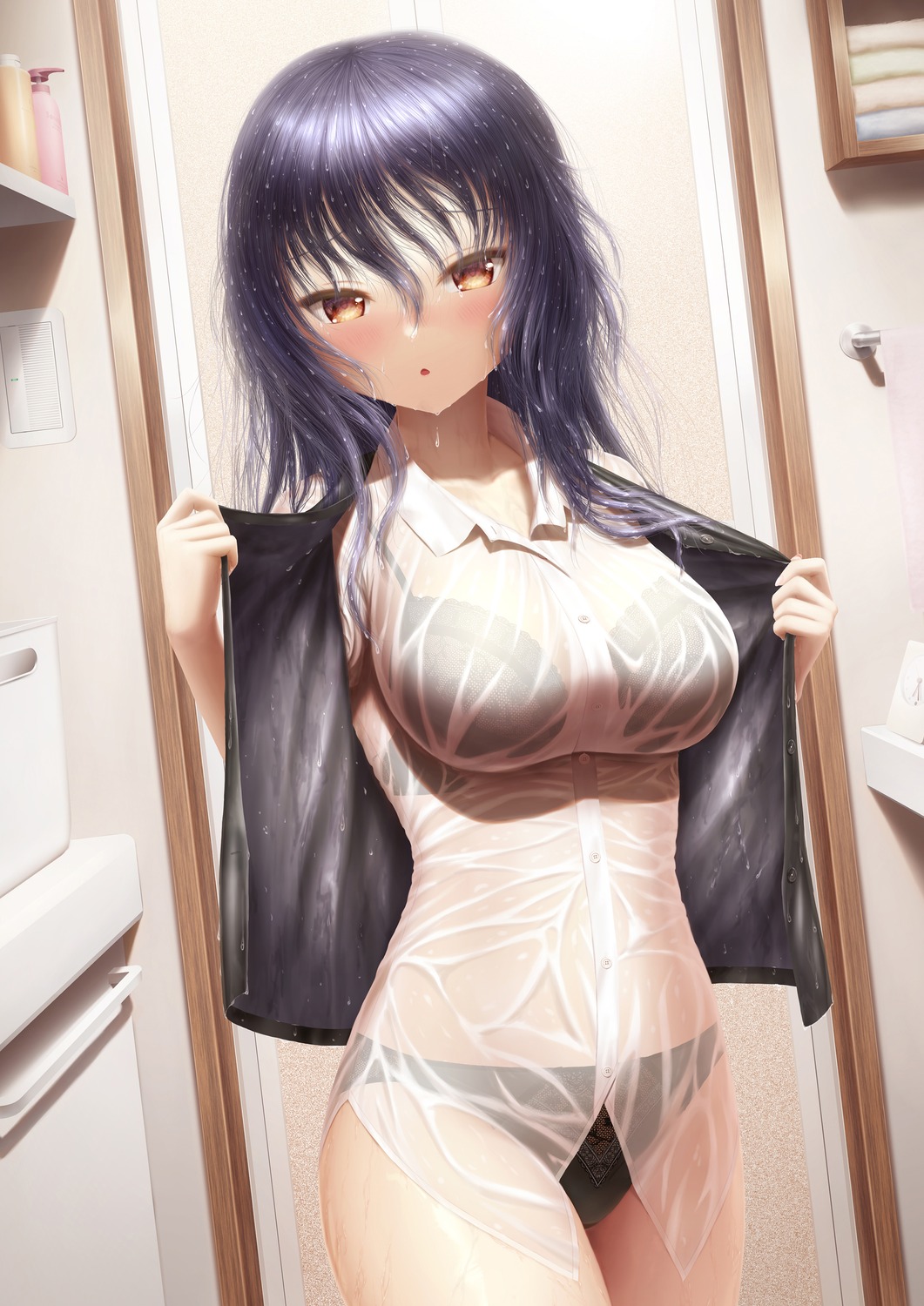 bra masatoki pantsu see_through undressing wet wet_clothes