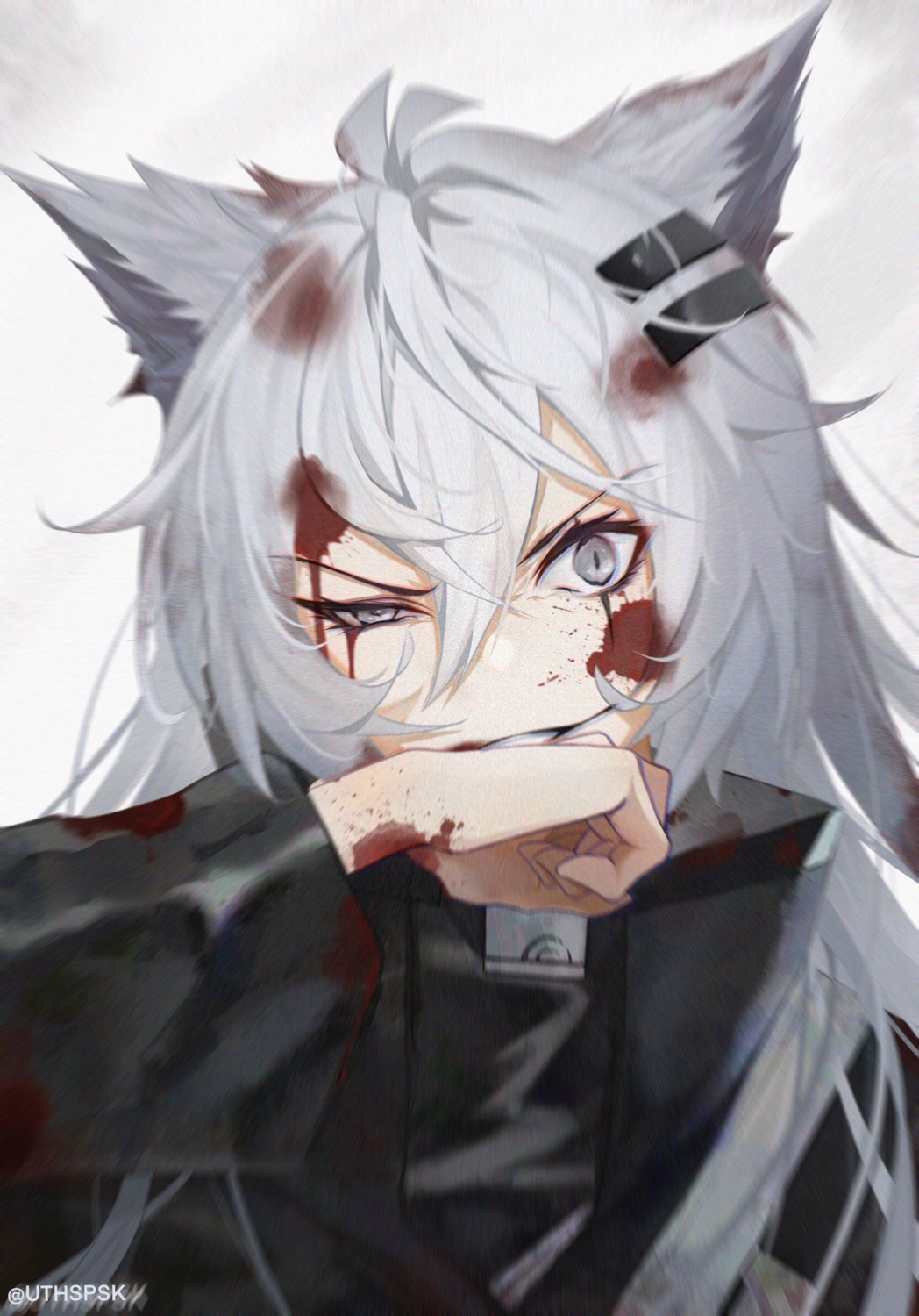 animal_ears arknights blood lappland_(arknights) uthspsk