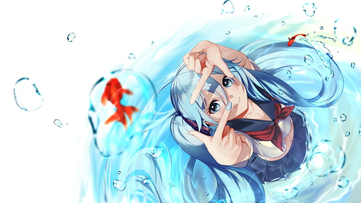 bottle_miku hatsune_miku nekokitsune0905 seifuku vocaloid wet