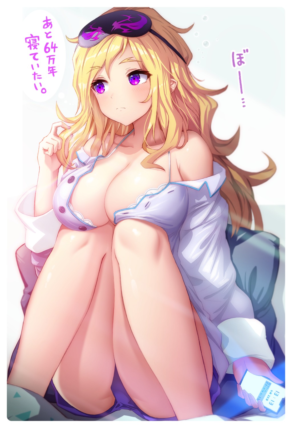 bra dress_shirt gibagiba lucifer_(monster_strike) monster_strike open_shirt