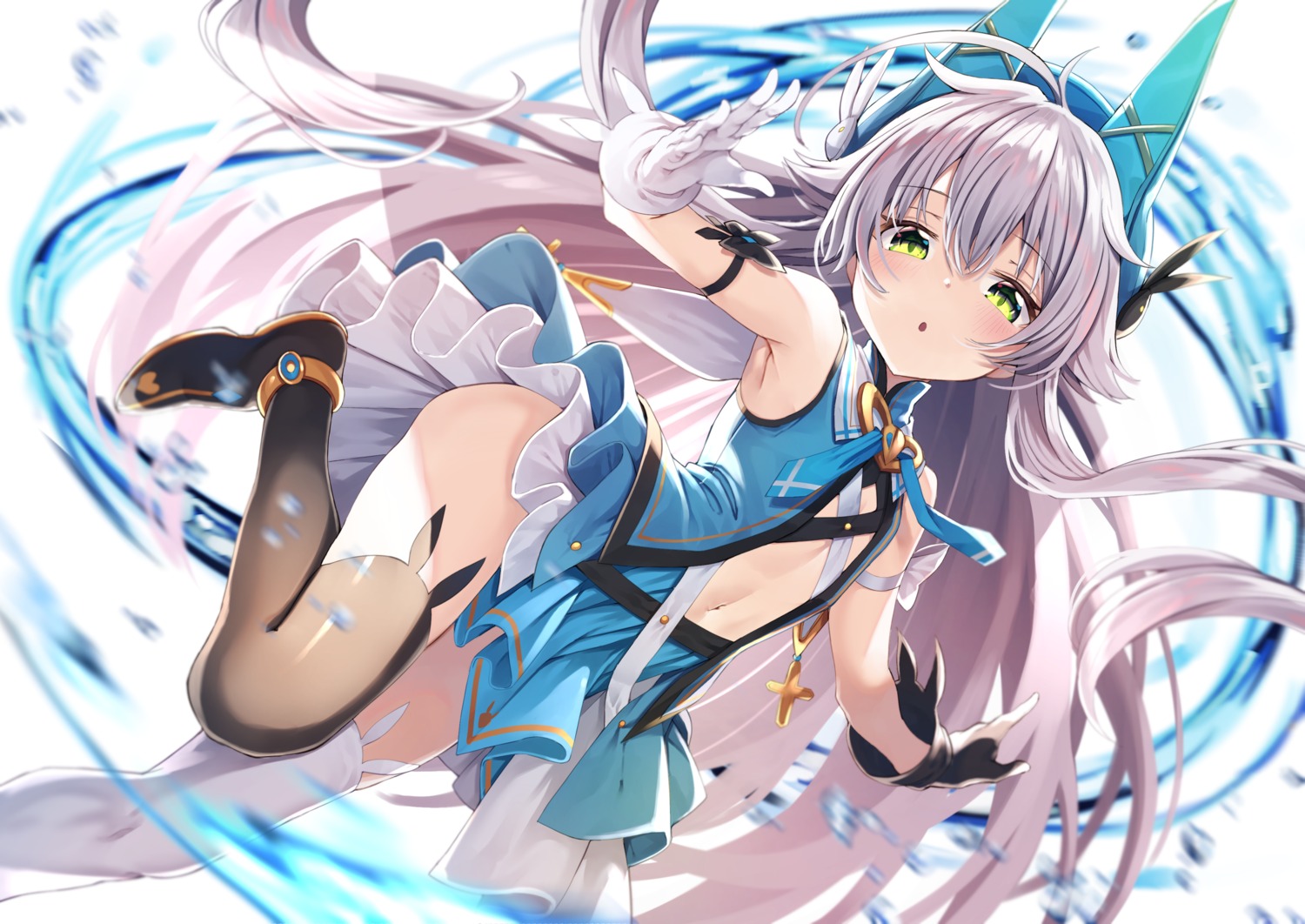 altina_orion animal_ears eiyuu_densetsu eiyuu_densetsu:_sen_no_kiseki gurasion no_bra skirt_lift thighhighs